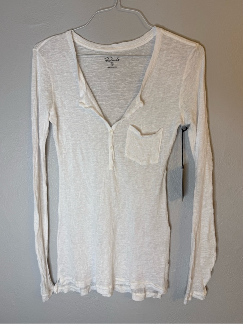 Rails White Lightweight Henley Top New With Tags Size Medium